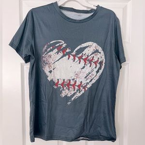 NWOT Pretty Baseball Heart T-shirt